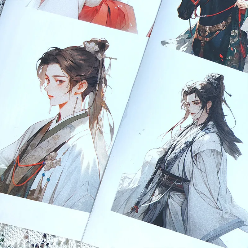 A4 Size Ancient Chinese Style Handsome Man Beauty Character Stickers Journal Scrapbooking DIY Collage Decoration Material