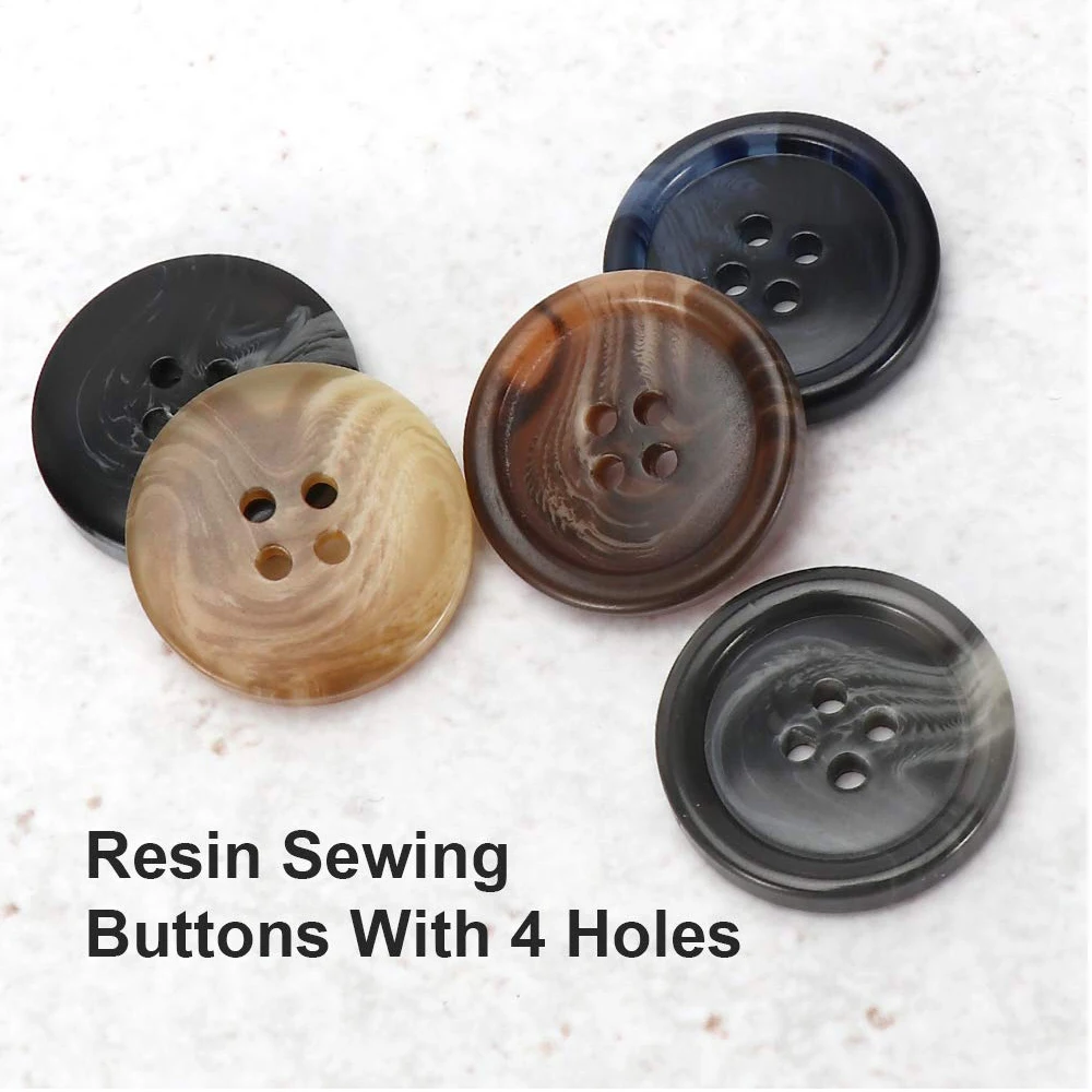 10PCS Premium Mixed Resin Sewing Buttons 4 Holes Round For Clothing Suit Sweater Decoration Handmade DIY Accessories Decoration