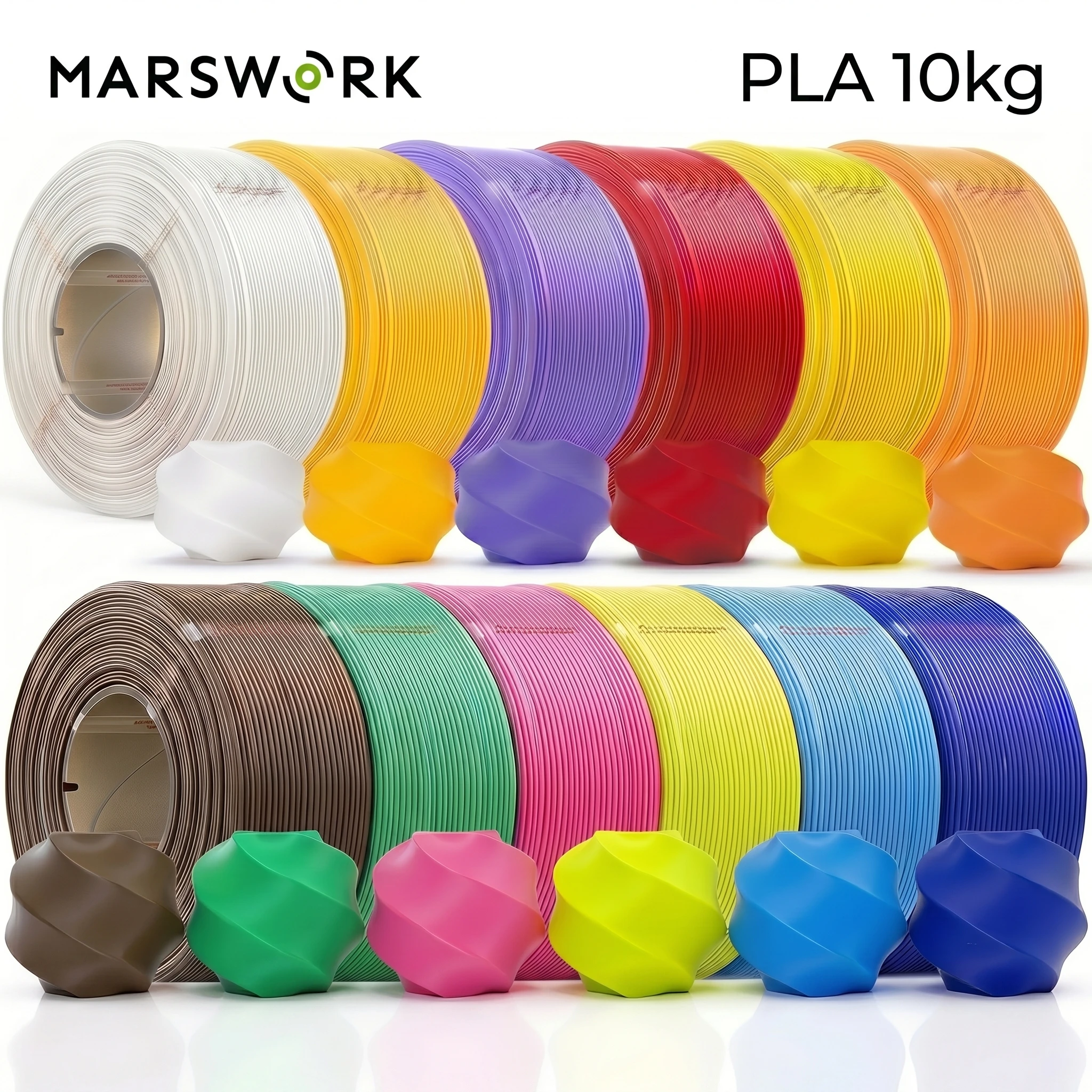 MarsWork PLA Basic 2.0 10kg 1.75mm Filament 1roll/1kg (2.2lbs) Refill Filament for Bambu Lab Printers