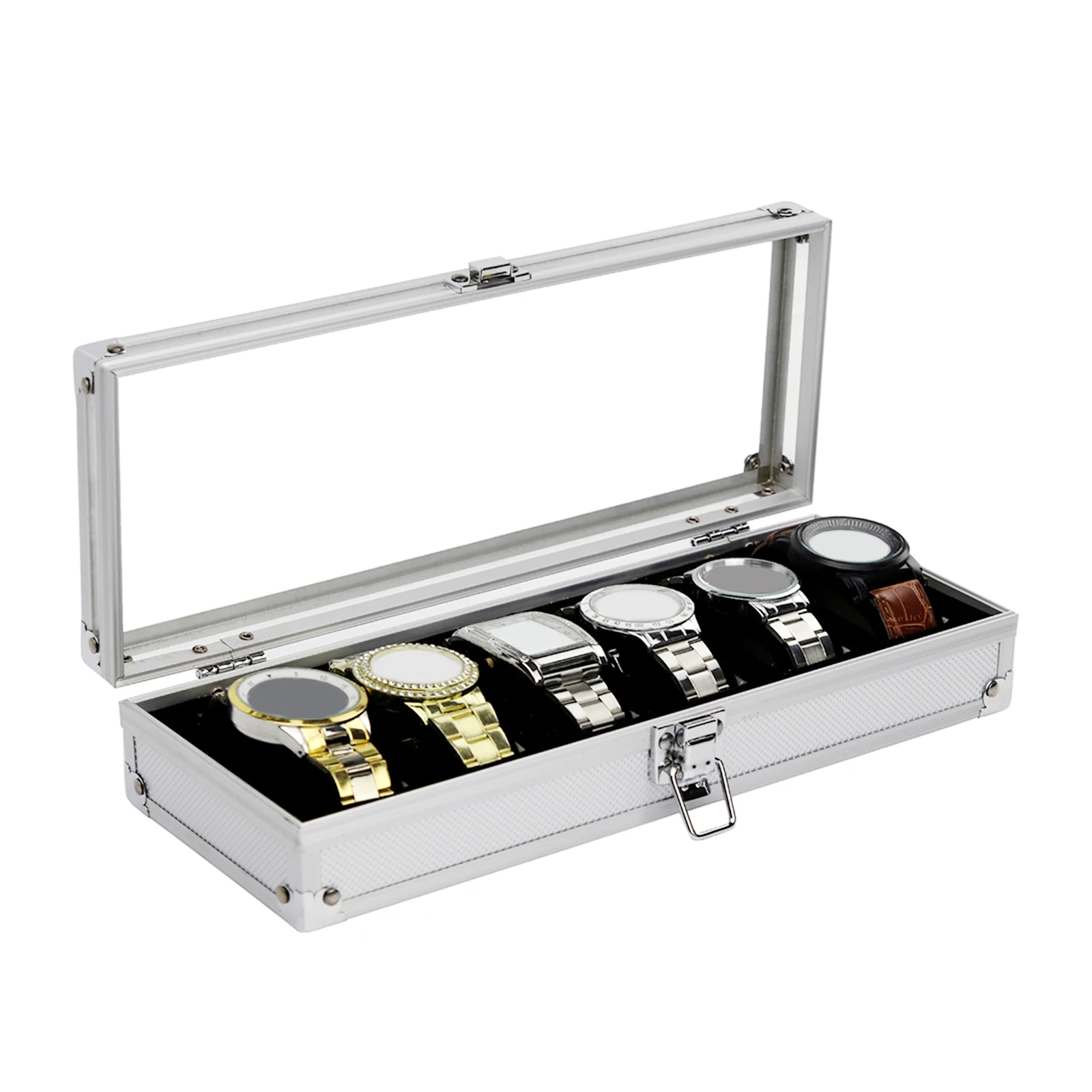 Watch Box Organizer 6 Slot Watches Necklace Bracelet Earrings Wood Watch Box Multifunctional Decoration For Dresser Shop Display