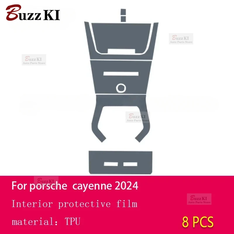 For Porsche Cayenne 2024 Car Interior Center Console Transparent TPU Protective Film Anti-scratch Repair Film Accessories