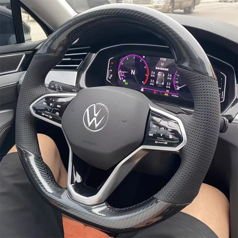 

For Volkswagen CC Passat Tourang Lamando Golf 8 Tiguan L Steering Wheel Cover Special Leather Hand-stitched Car Accessories