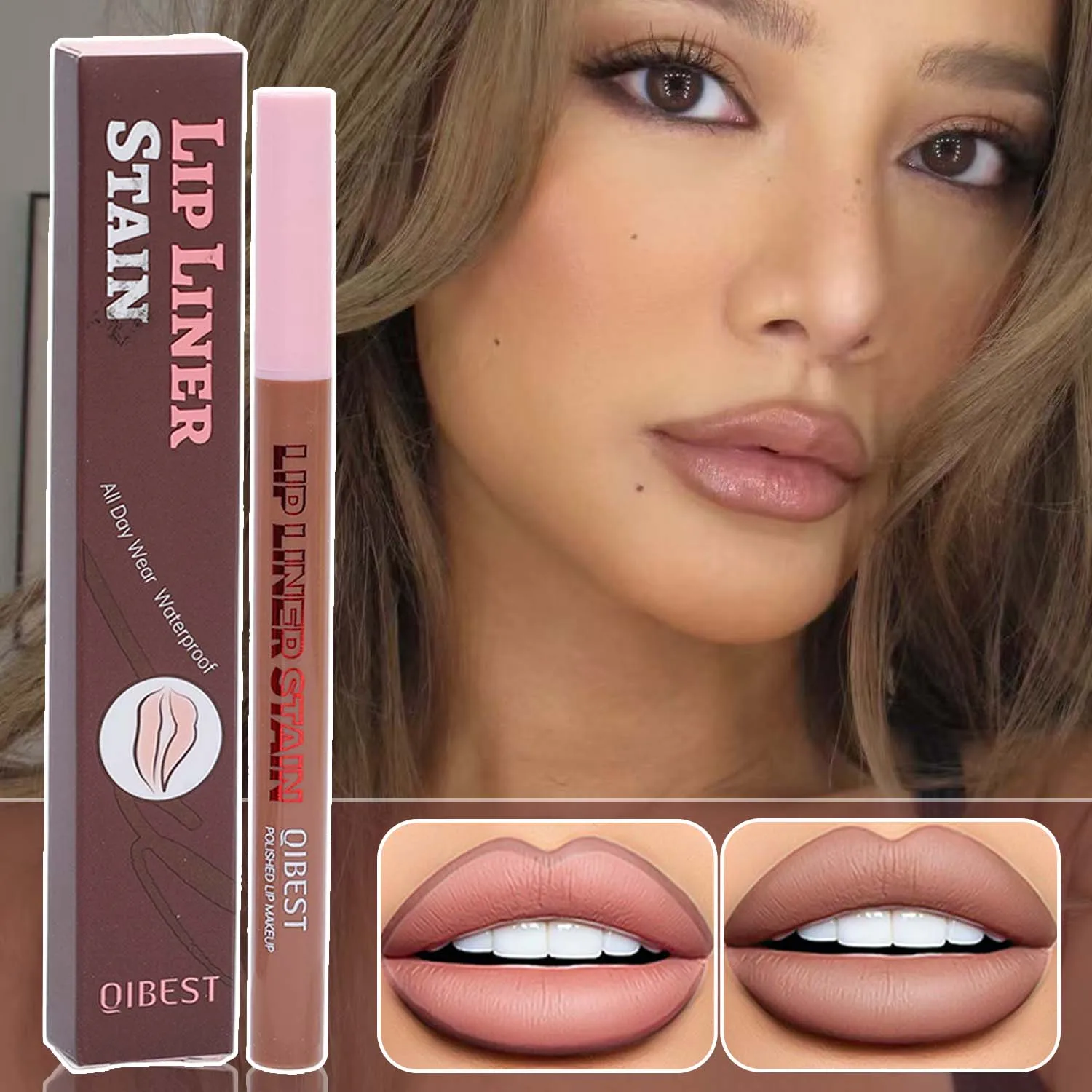 液体マットリップライナーペンシル防水持続口紅ペン速乾性非粘着カップリップライナーアウトライン唇輪郭メイクアップ