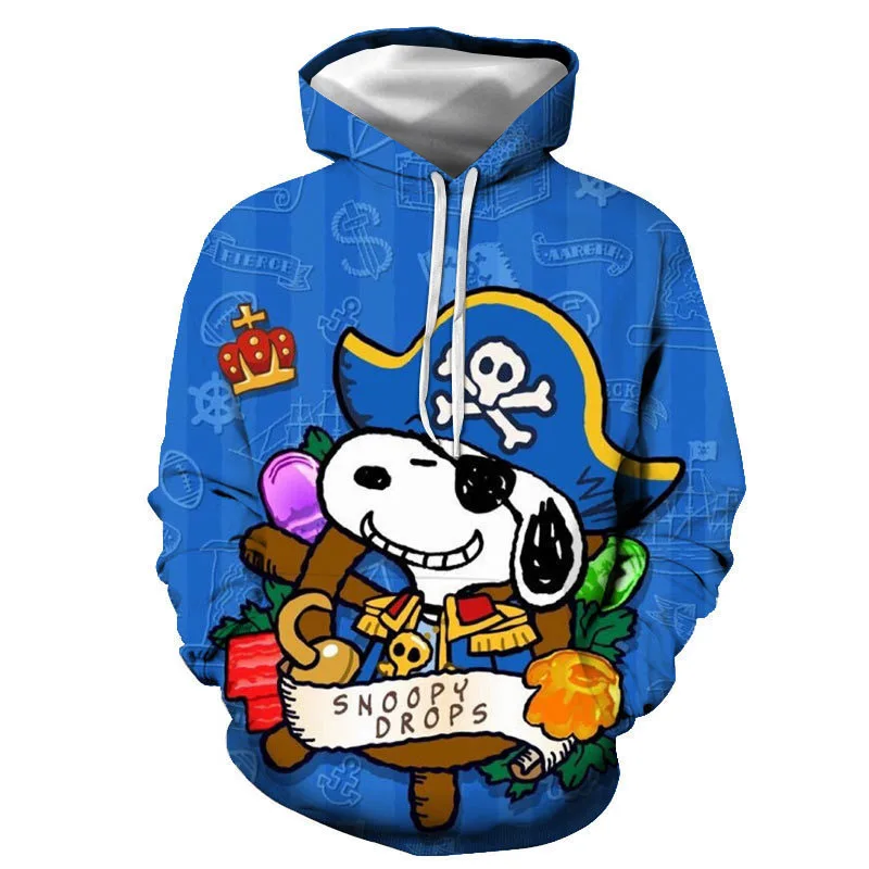 New Snoopy 3D Hooded Sweatshirt for Man Women Anime Prints Hoodie Spring Fall Cartoon Sweatshirts Sports Shirt Student Clothes