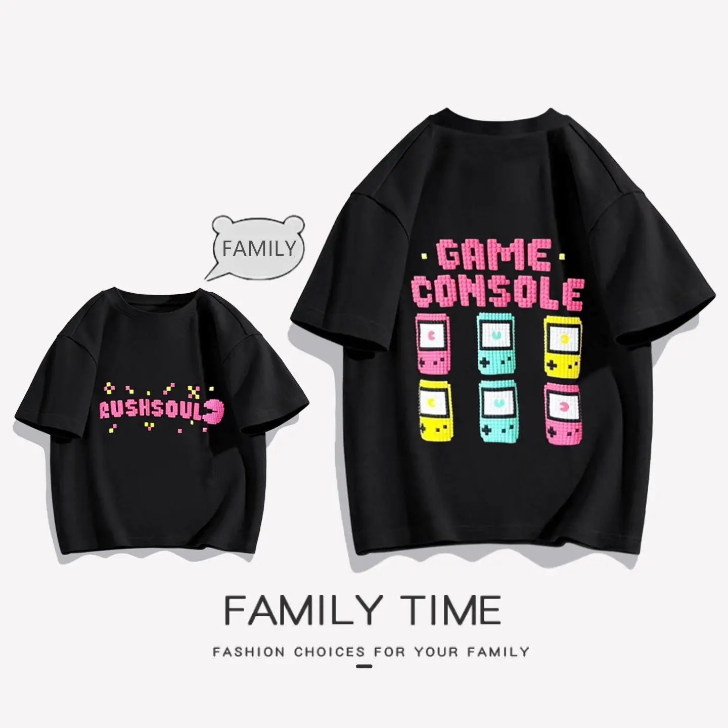 

Parent-child Matching Family Cotton Short Sleeve T Shirt Korean Fashion Children Daughter Son and Dad Mom Same Loose Tees Outfit