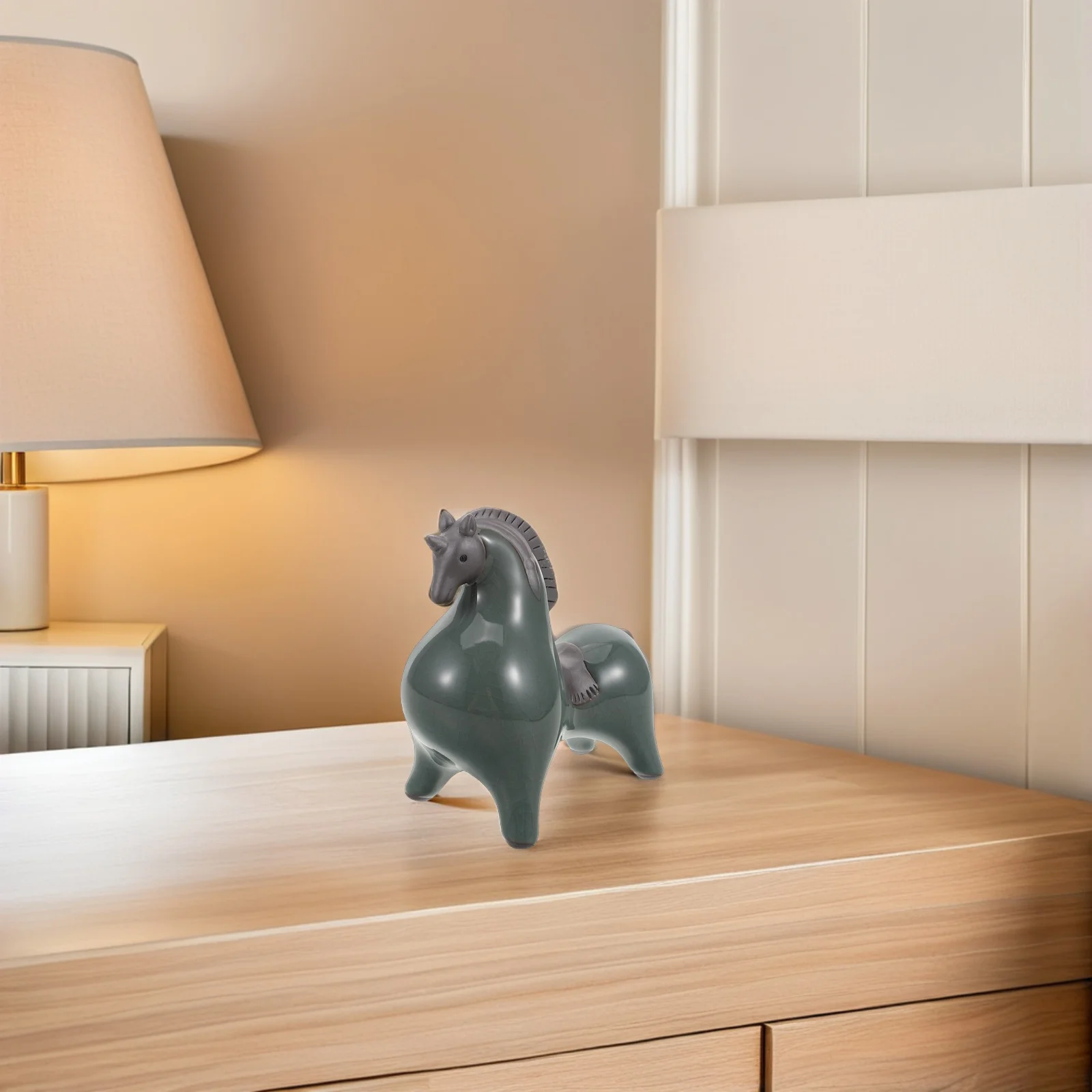 

Ceramic Horse Statue Decor Porcelain Animal Sculpture for Office Desk Living Room Tabletop Elegant Home Decoration Handmade