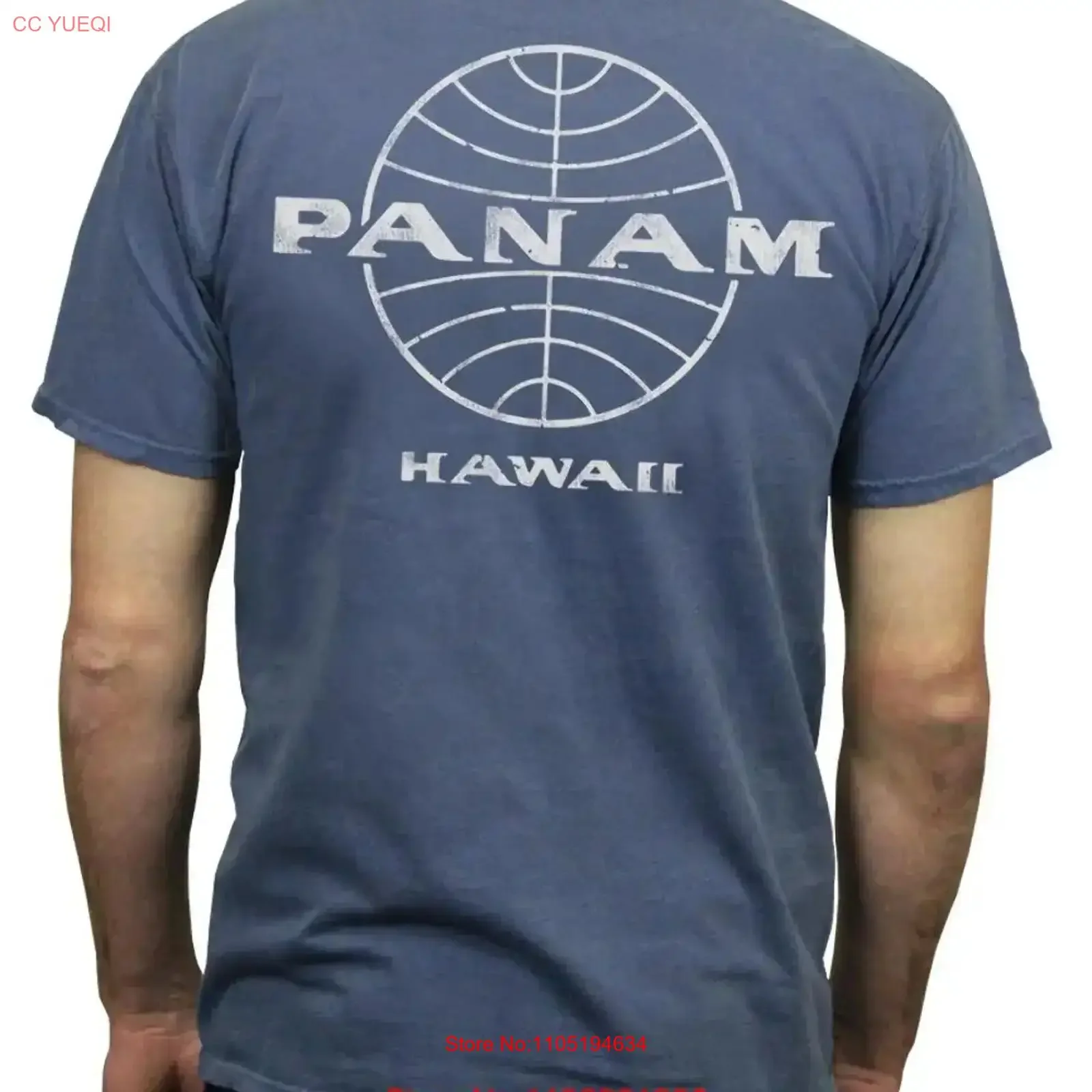 Pan Am Globe T Shirt vintage Washed Versatile Casual designer clothes fashion graphic streetwear Stretched