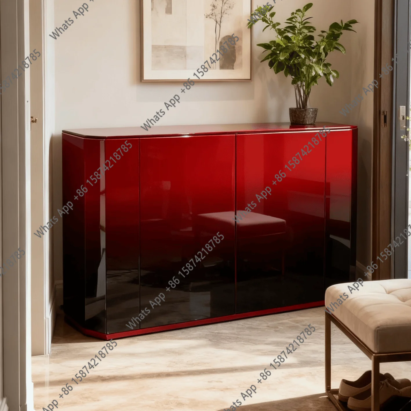 

Итальянский светлый роскошный красный глянцевый вход для краски, современный простой шкаф для хранения, шкаф для прихожей от пола до потолка