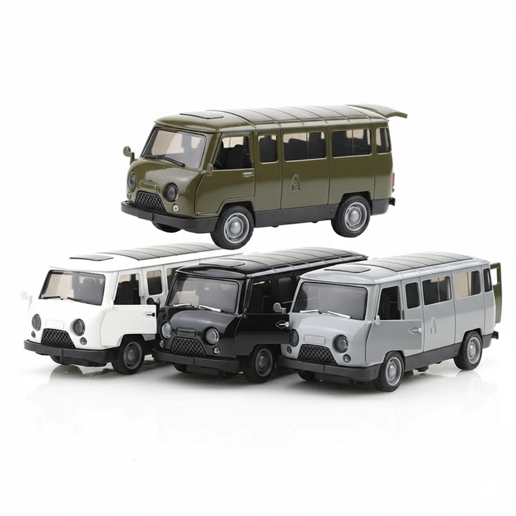 (Verpackt) Nachbildung eines UAZ-452 Dreitürigen Vintage-Vans im Maßstab 1:36, Druckgussmetall, Jungenspielzeug, Selbstentwickelte Simulation. – Detail 7