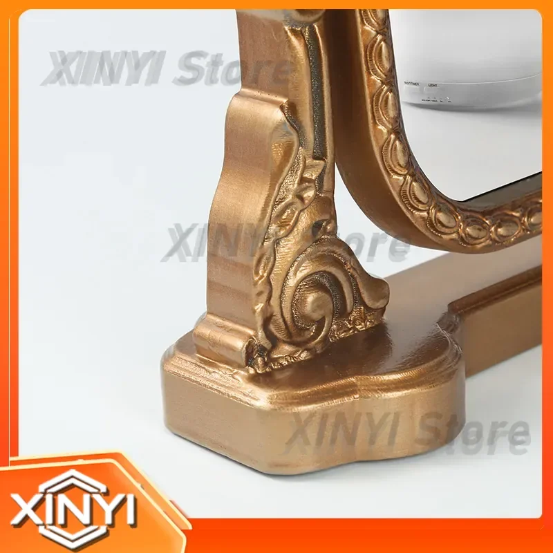 Vintage French Desktop Makeup Mirror for Home Decor Baroque Gold Engraved Adjustable Angle Vanity Mirror for Dressing Table