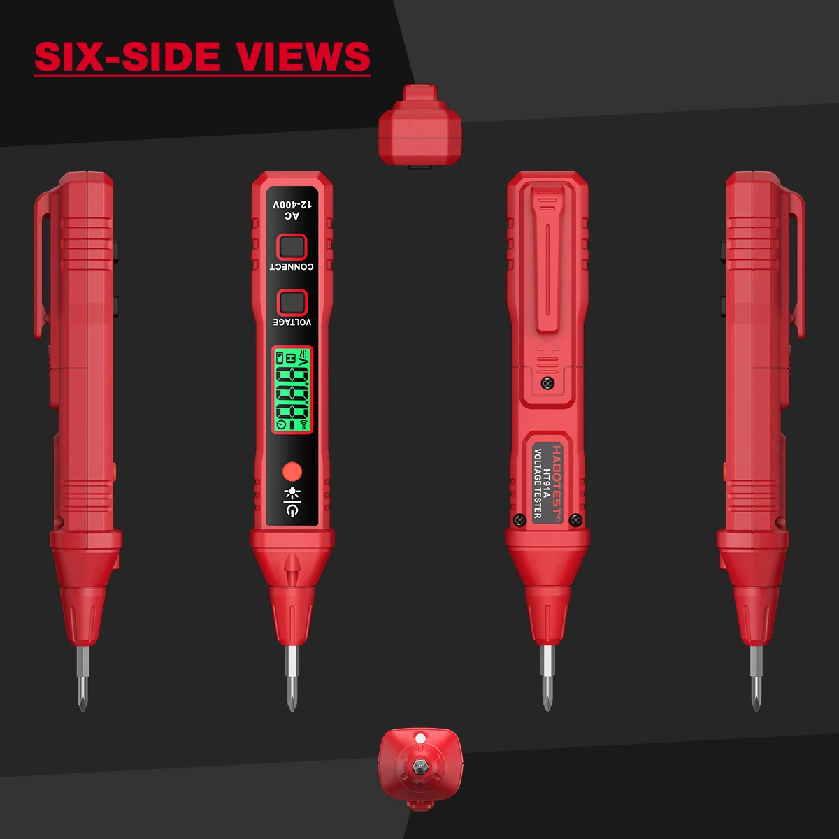 HABOTEST HT91A Non Contact Electrical Live Wire Breakdown Point Locator Checker Indicator AC Voltage Tester Pen with Screwdriver