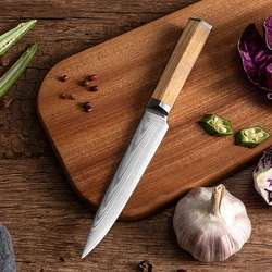 5 Inch Utility Knife 67 Layers Damascus Steel VG10 Blade Sharp Chef Cleaver Paring Barbecue Kitchen Knife Hexagonal Olive Handle
