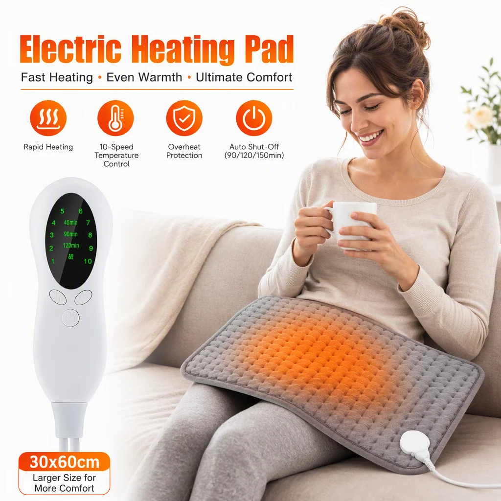 30*60cm Electric Heating Pad Physiotherapy Therapy Blanket Thermal Heater for Home Shoulder Back Pain Relief Winter Warmer