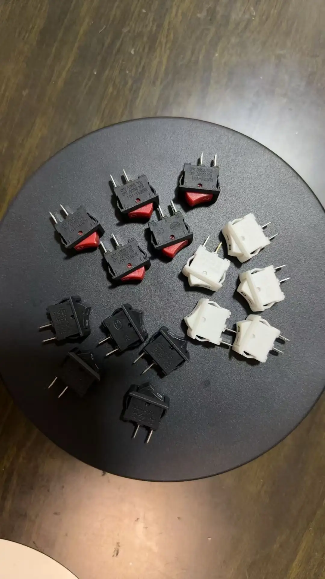 15PCS Mini Rocker Switch SPST Black  White And Red Quick Wiring Switch Button AC250V3A/125V6A 2 Pin I/10*15mm ON-OFF Rocker