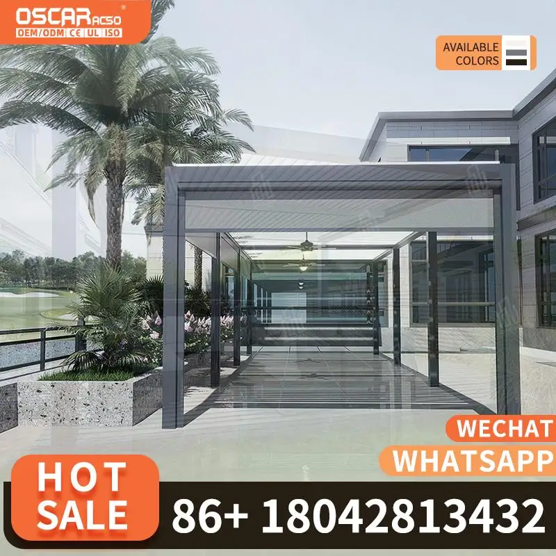 

Электрический чехол для патио, автоматический датчик дождя, алюминиевая водонепроницаемая выдвижная система с жалюзи, беседка, кровельная система для заднего двора США