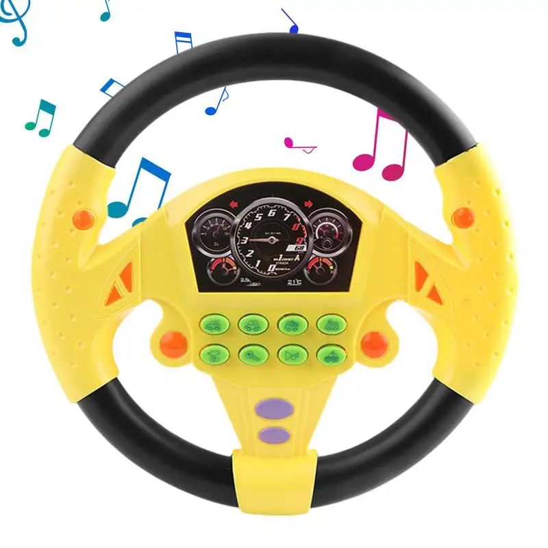 Copiloto de coche de conducción simulado portátil, volante eléctrico, juguetes de bebé con sonido, cochecito educativo para niños, conducción Vocal, Juguetes