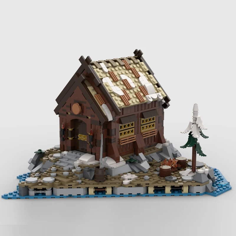 ใหม่ 1068 ชิ้นยุโรปยุคกลาง Street View Viking Village Mead Hall & Campfire รุ่นสร้างสรรค์ไอเดีย childToyGift บล็อก MOC-21343