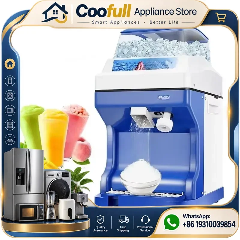 Commercial Electric Ice Shaver Automatic Crushed Ice Machine Snowflake Dense For Milk Tea Shop Stainless Steel