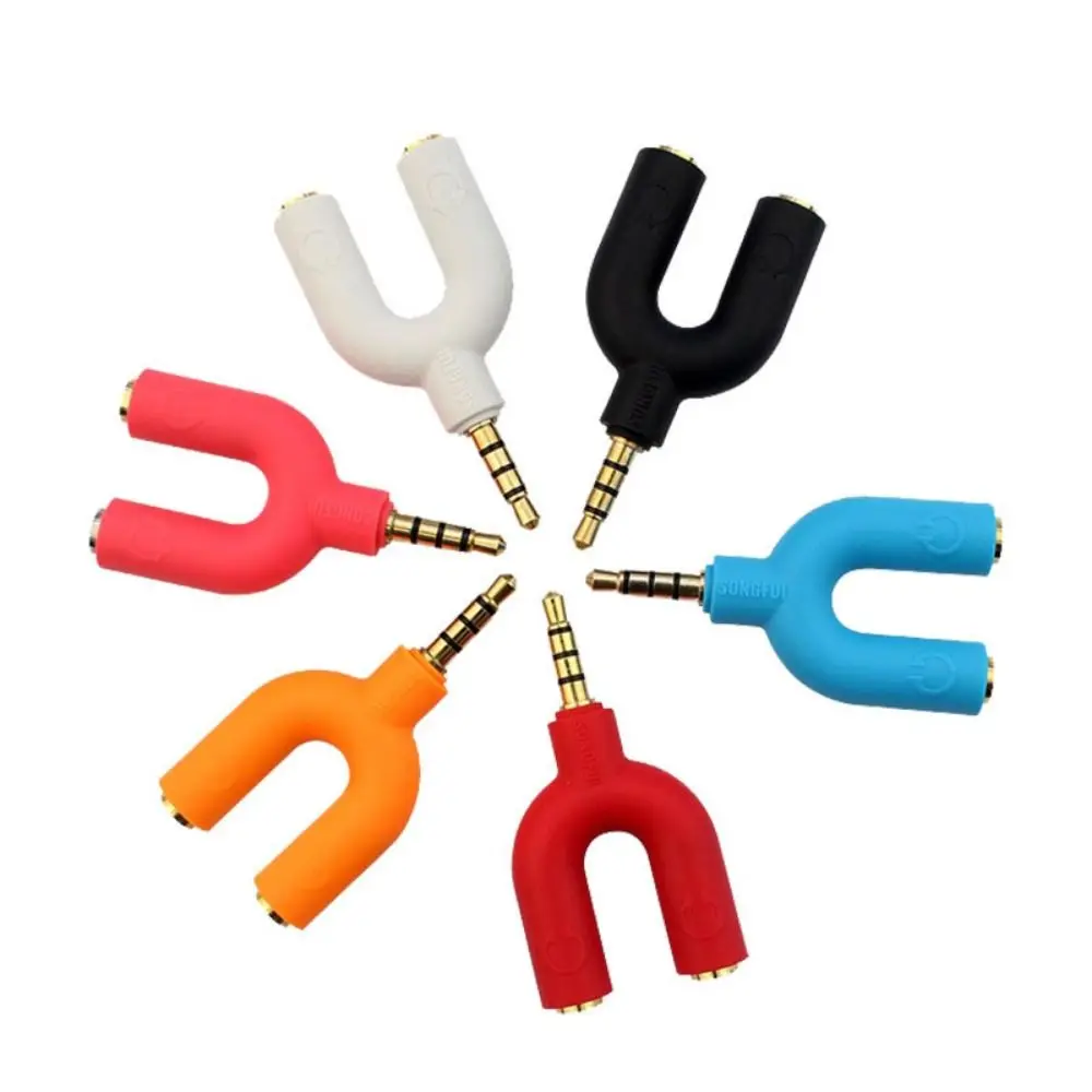 

3.5mm Aux Male 3.5mm Plug Audio Cable 4 Pole U-shaped U Type Adapter Colorful Audio Line Headset Splitter MP3