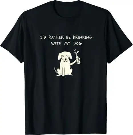 Ich Trinke Lieber mit Meinem Hund Lustiges Trinker-T-Shirt, Y2k Hundebesitzer Bierliebhaber Grafik-Spruch-T-Shirt Leben mit Hunden T-Shirt – Detail 9