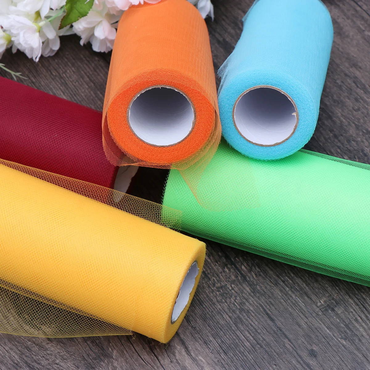 

5 шт., рулоны из тюля, сделай сам, полиэфирная марля, украшения для свадебной вечеринки, золотые, оранжевые, синие, зеленые, винно-красные тюлевые рулоны