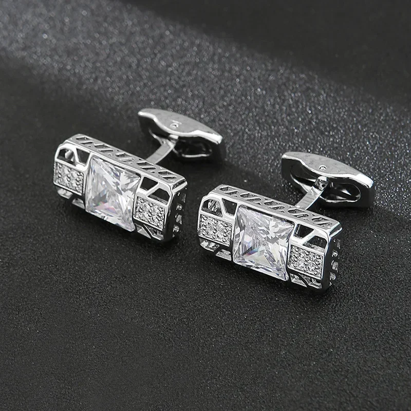 Fashion High-end Rhinestone Cufflinks Luxury Men\'s Jewelry Gifts Business Event Wedding Banquet French Shirts Zircon Cuff Links