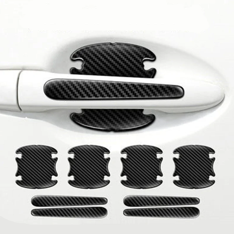 8Pcs For Tesla Model S X Y 3 Roadster Car Door Handle Bowl Scratch Protective Stickers Carbon Fiber Protector Cars Sticker