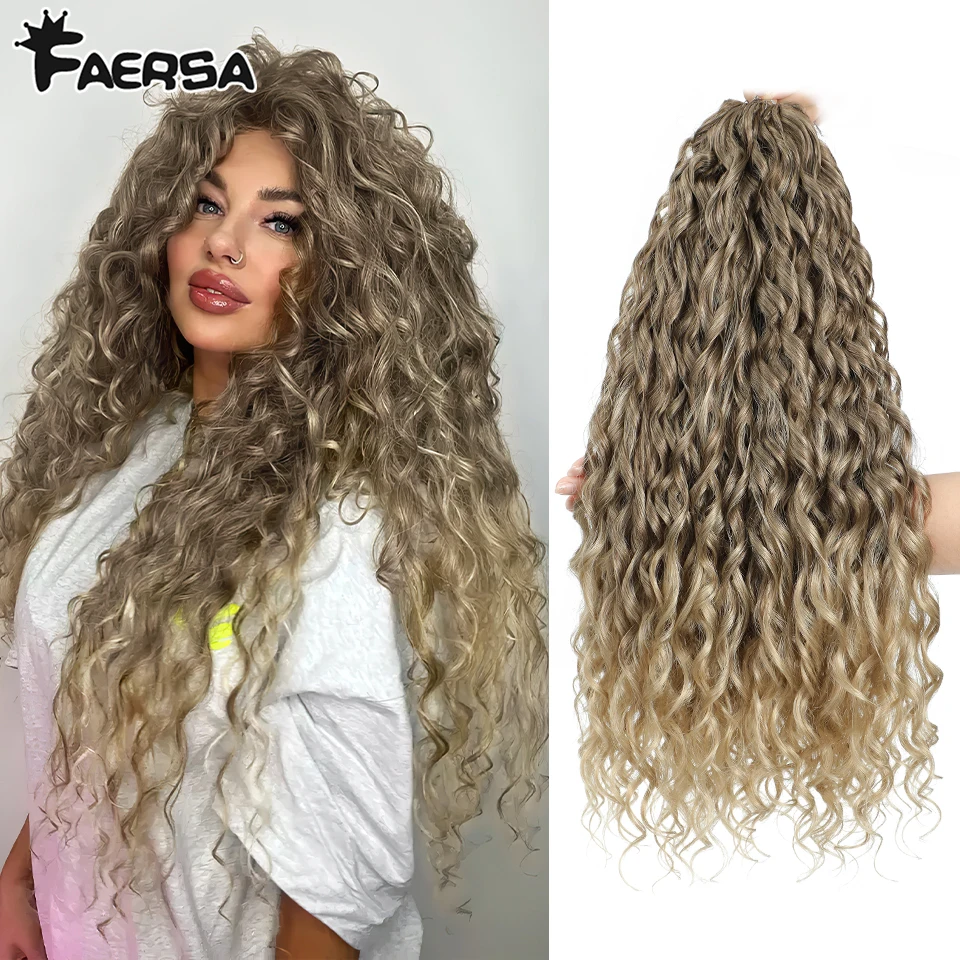 Jessica Hair-extensiones de cabello trenzado de fibra de alta temperatura, pelo sintético de ganchillo, trenzas rizadas, giro profundo y ondulado