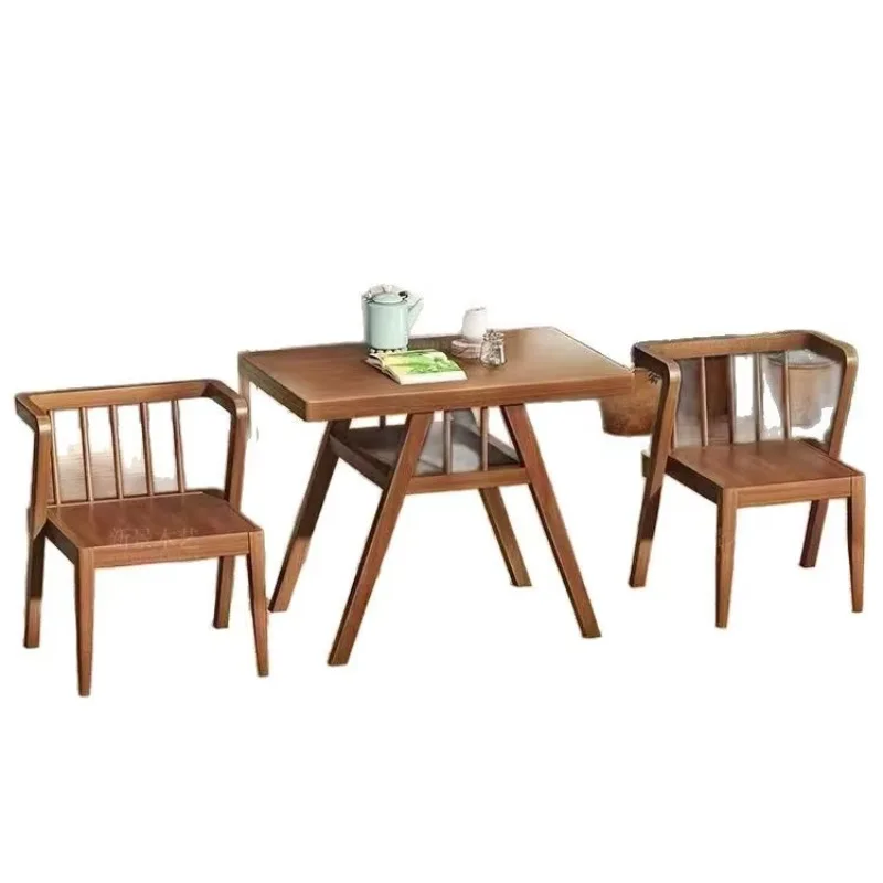 D4 Balcony Creative Leisure Tea Table Small Table And Chair Three-piece Set Tea Table Small Wooden New Household One