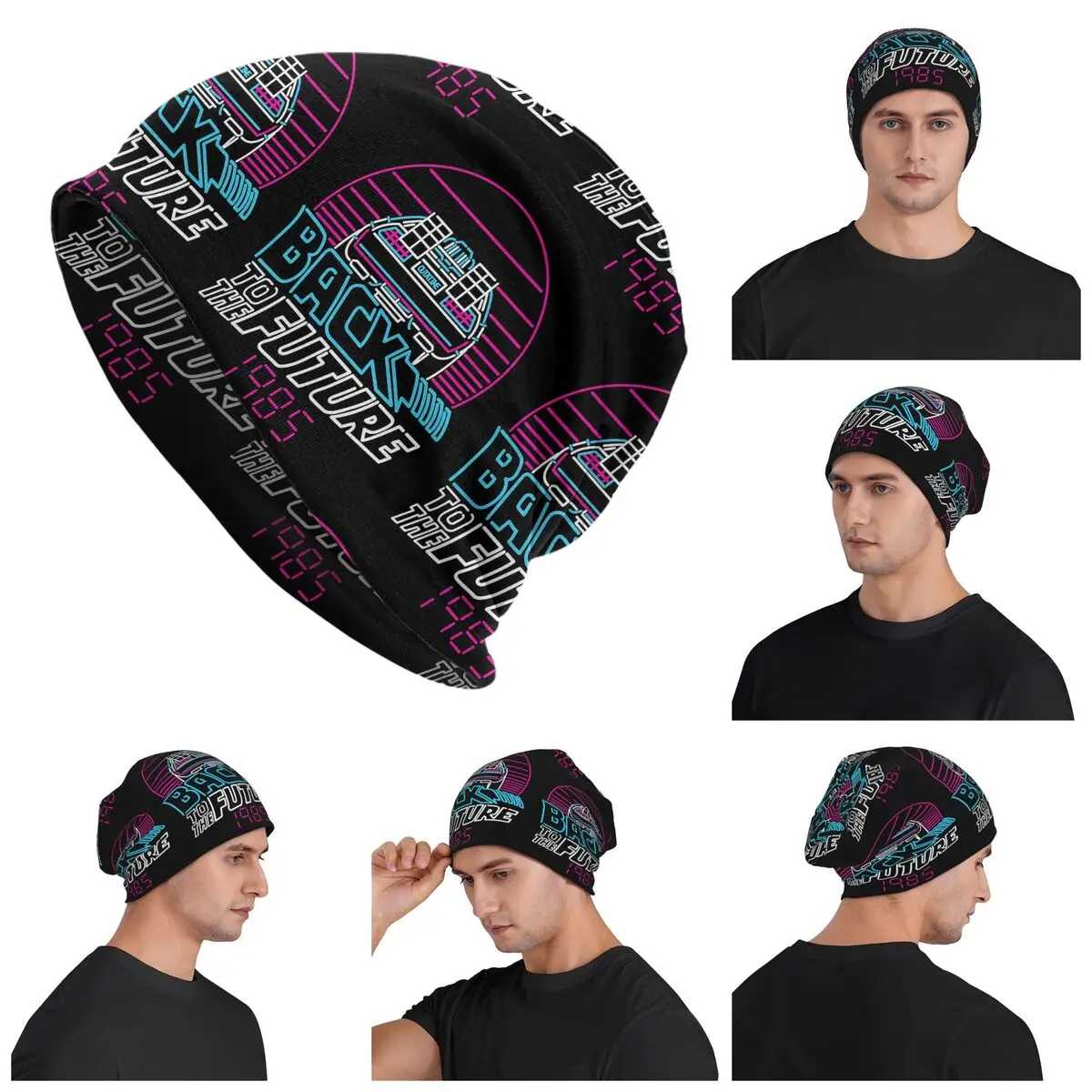 Back To The Future 80s Delorean Future 1985 Skullies Beanies Hats Warm Autumn Winter Outdoor Cap Knitted Bonnet Caps for Unisex