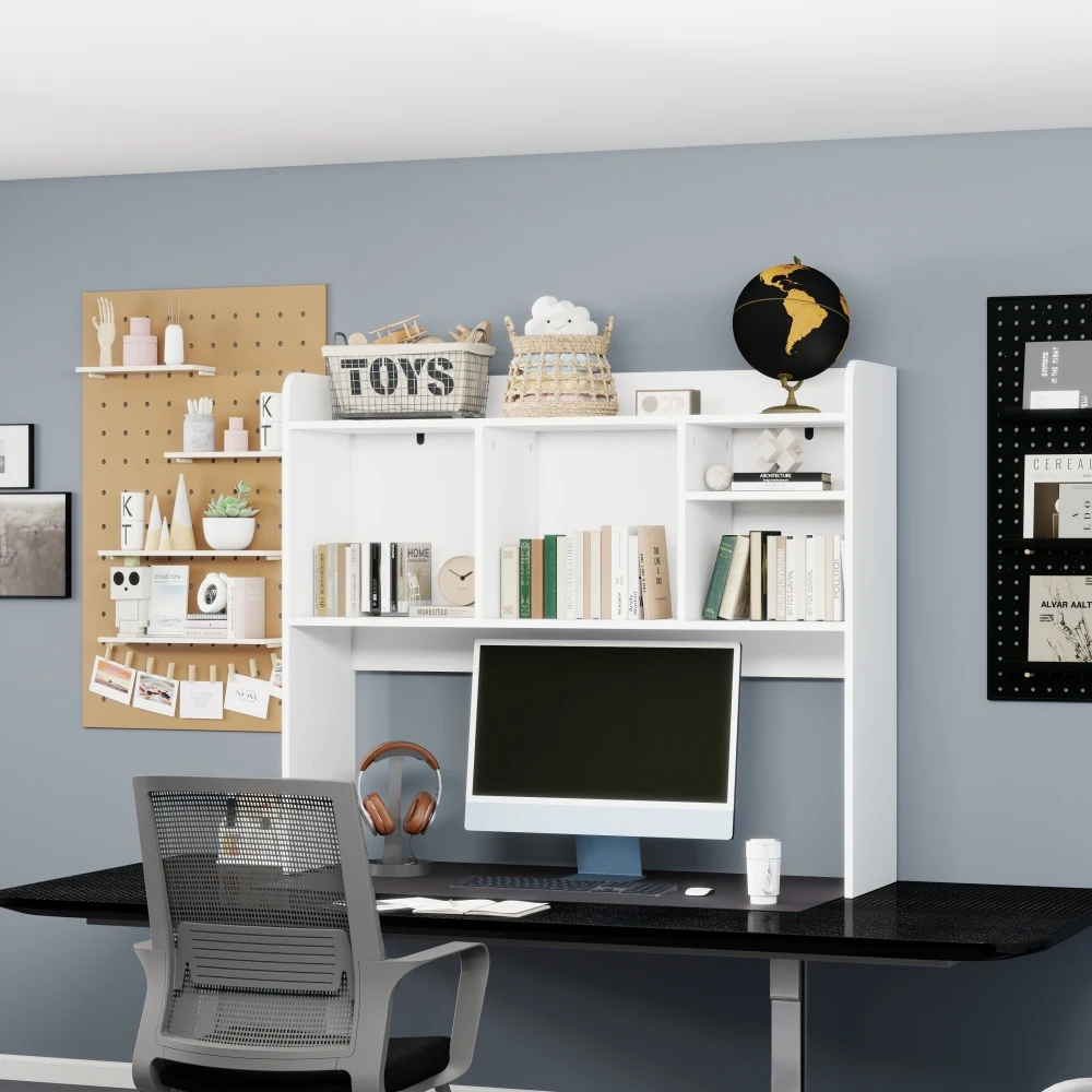 Desktop Bookshelf High-Capacity Wood Desk Hutch Organizer 5 Shelves Computer Desk Desktop Shelf Bookshelf Storage for Office