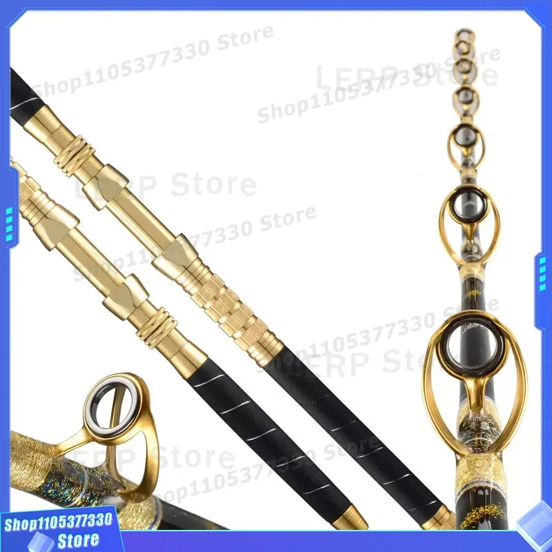 2 Section Fiberglass Sea Fishing Rod 1.65m 1.8m Rotating Casting Boat Pole for Deep Sea Angling Durable Marine Gear Deep Sea