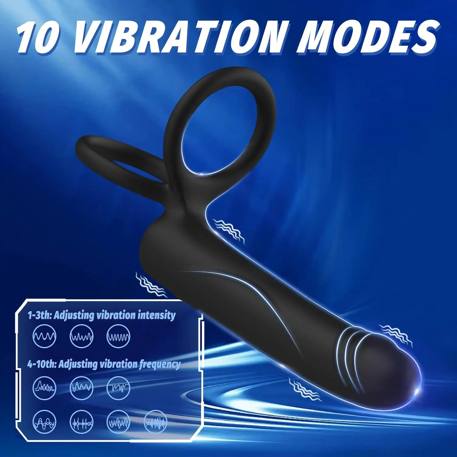 Male Anal Dildo with Vibrating Penis Ring Provides Double Penetration Pleasure for Men and Couples Adult Pleasure Products