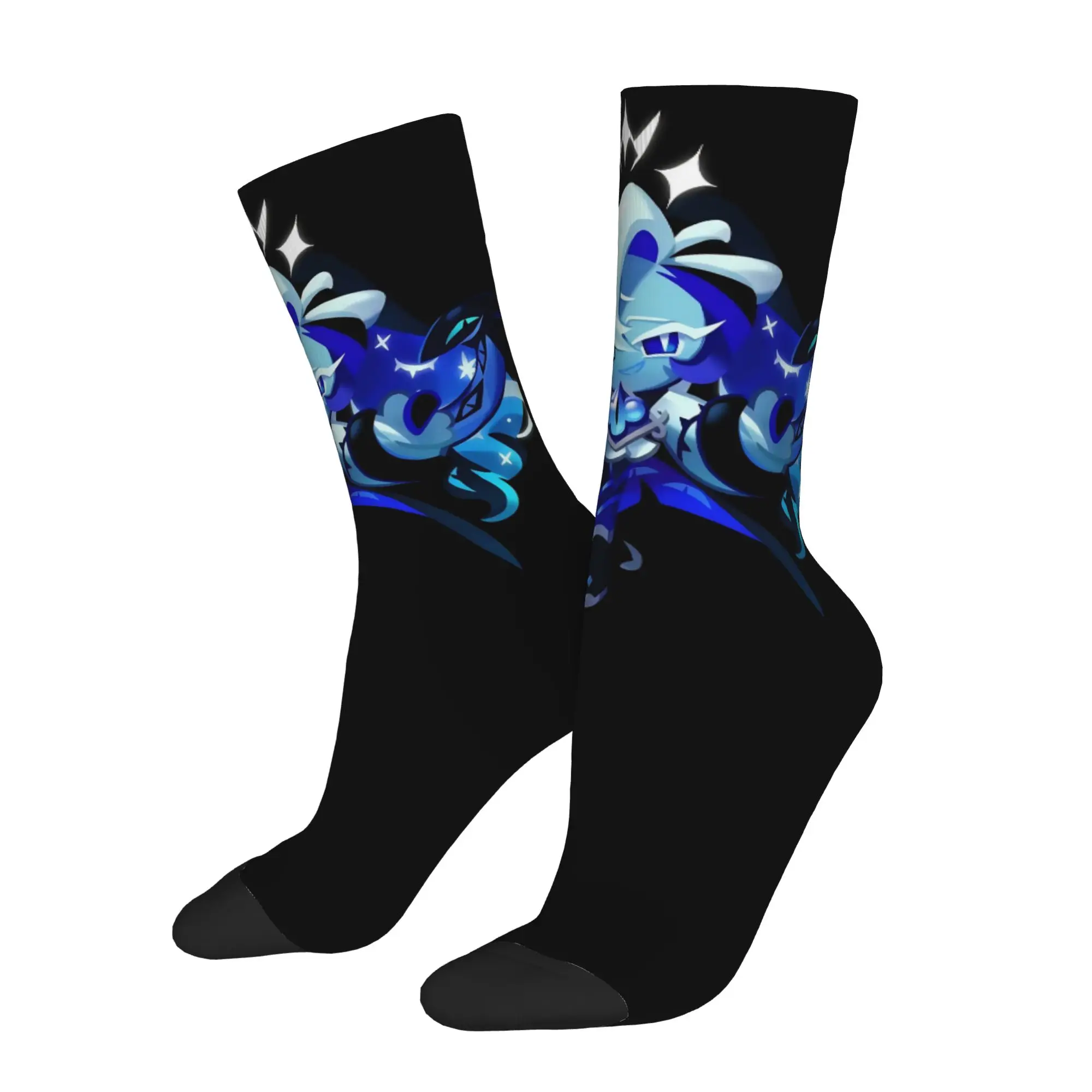 Cool Cute Shadow Milk Cookie Run Kingdom Game Football Socks CRK Cartoon Polyester Crew Socks for Unisex Breathable