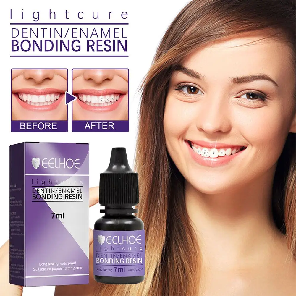 Adorno de dientes DIY con pegamento ligero de curado, adhesivo Dental profesional, adornos de cristales, fácil de quitar, decoración Dental Unisex