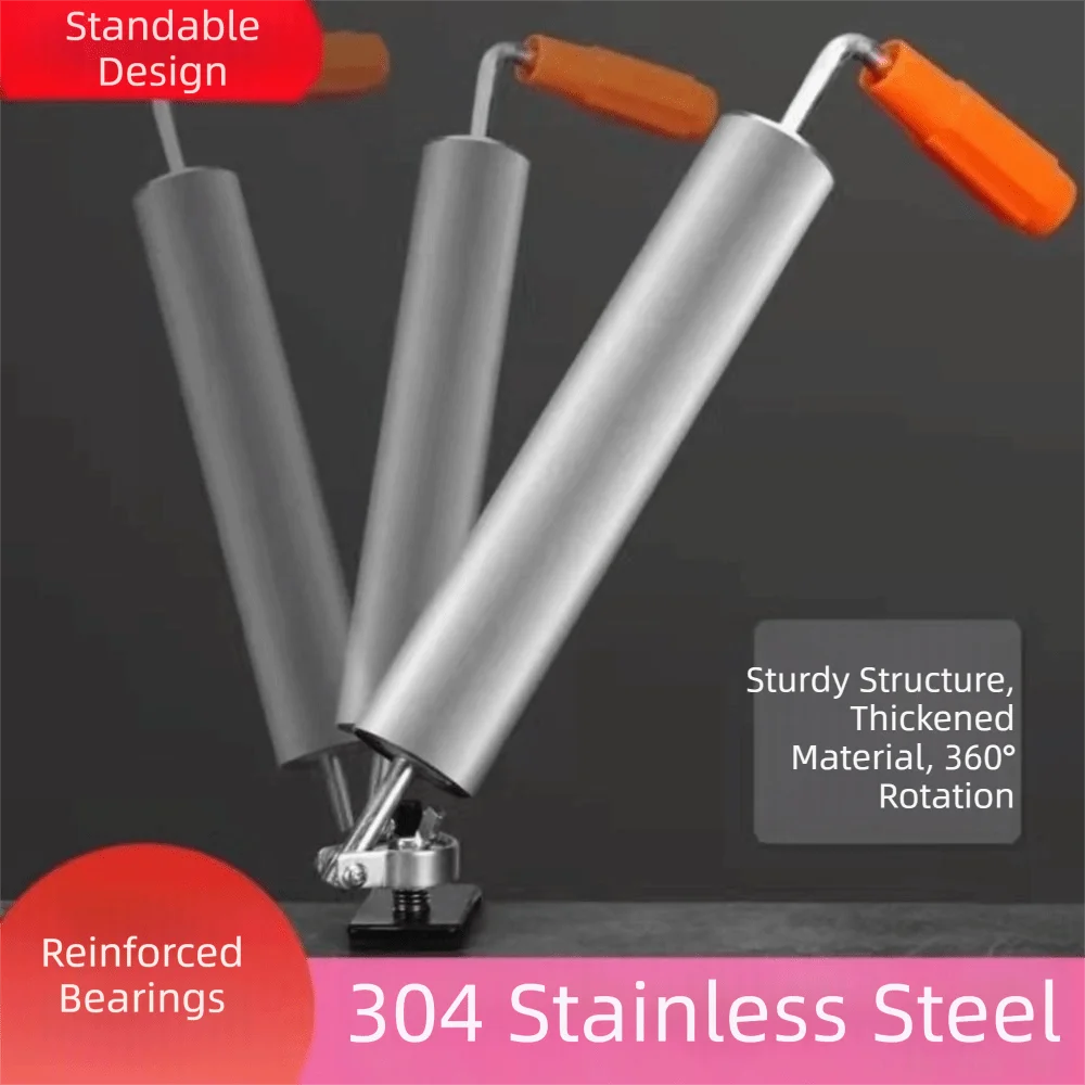 Non-Stick Stainless Steel Rolling Pin 360 Degree Rotating Smooth Surface Dough Roller Single Handed Easy To Clean Pasta Maker