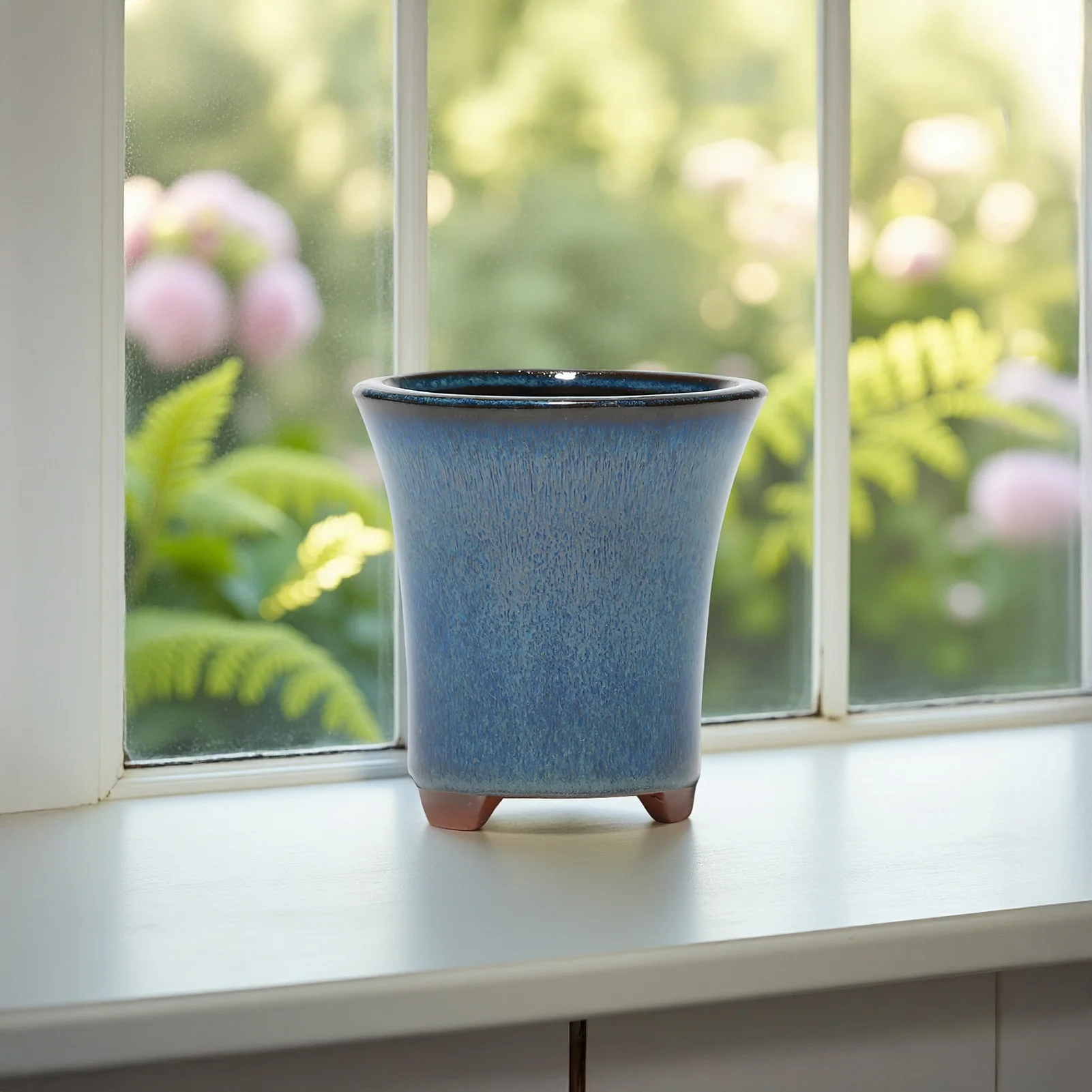 Ceramic Succulent Flower Pot Chinese Style Pottery Bonsais Pots with Drain Hole Purple Sandstone for Desktop Home Decoration