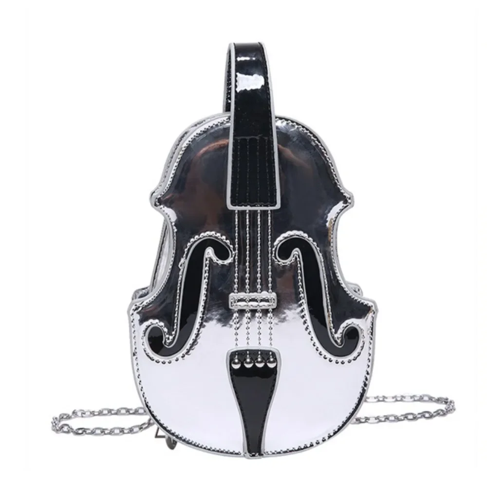 

Violin Shaped Women Shoulder Bag 2024 New Product Personality Trend Fashion Chain INS Style Texture Laser Crossbody Armpit Bag