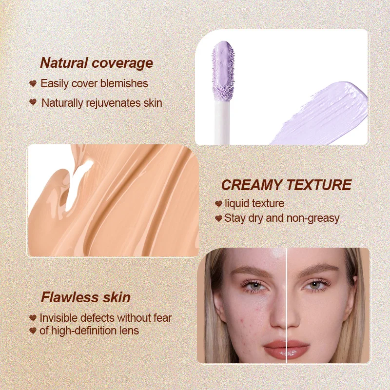 Crema correctora de contorno líquido, maquillaje impermeable, hidratante, cubierta duradera, acné, ojeras, base, cosmética facial, 6 colores