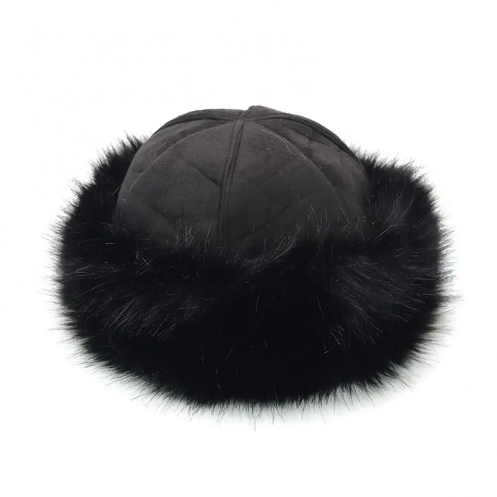 Women Warm Cap Beanie Thick Hat Mongolian Men Winter Faux Fur Suede Fluffy Snow Cap
