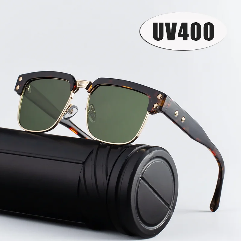 

Men 2025 Luxury Brand Vintage Punk Metal Outdoor UV400 Sun Glasses Fashion Square Frame Popular Glasses Classic Driving Shades