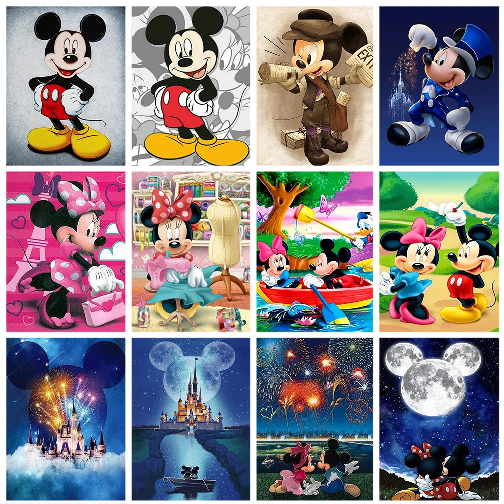 Disney Full Diamond Painting Cartoon Mickey Minnie Mouse Resin Drill 5D DIY Diamond Embroidery Handmade Cross Stitch Gift