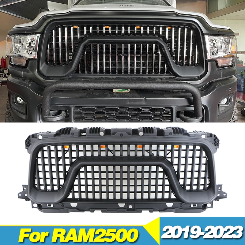 

Front Grille With Light RAM 2500 Chroma&Black Grill Fits For 2019-2023 Dodge RAM2500 Racing Grill