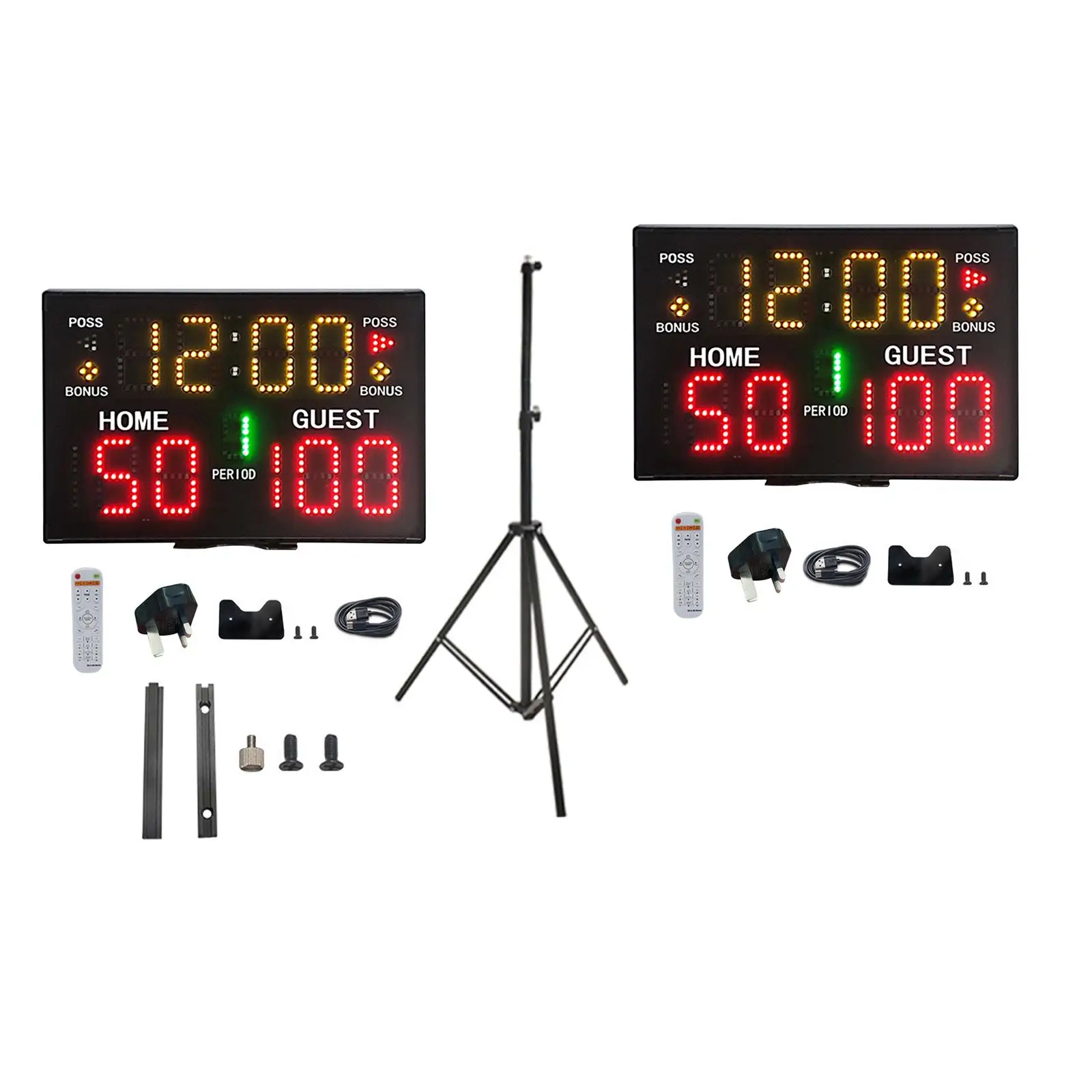 Tabletop Electronic Scoreboard Lightweight Portable LED Display with Remote for Indoor Basketball Volleyball Tennis Timekeeping