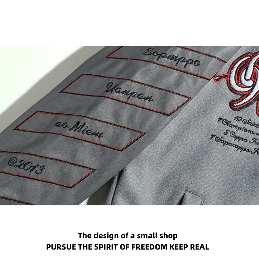 

New American Retro Contrast Color High Street Embroidered Suede Baseball Jaet Men's Spring Autumn Trendy Brand Coat