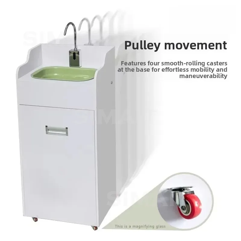 Portable Water Storage Wash Station, No Plumbing Required, Touchless Sensor Faucet Mobile Hand Wash Basin