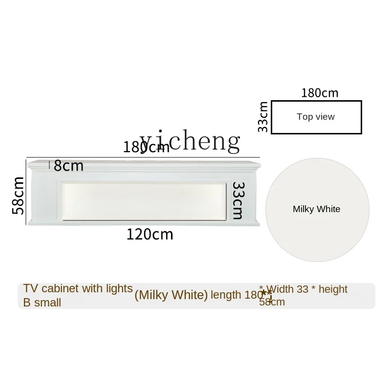 

ZC Fireplace TV Cabinet White Modern Minimalist Cream TV Cabinet Living Room Open Storage TV Cabinet