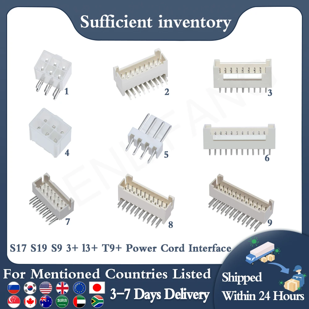 

SENLIFANG 30 PCS s17 s19 S9 3+ l3+ T9+ power cord interface 2*3 signal data line holder 2*9 18P Board Control Hashboard