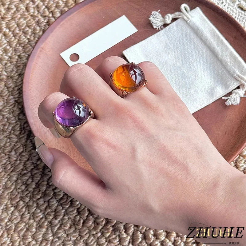 Stilvolle Schmuckaccessoires, übergroßer Edelsteinring, Damen Herren Unisex Bold Crystal Fingerring, auffälliger Modeschmuck
