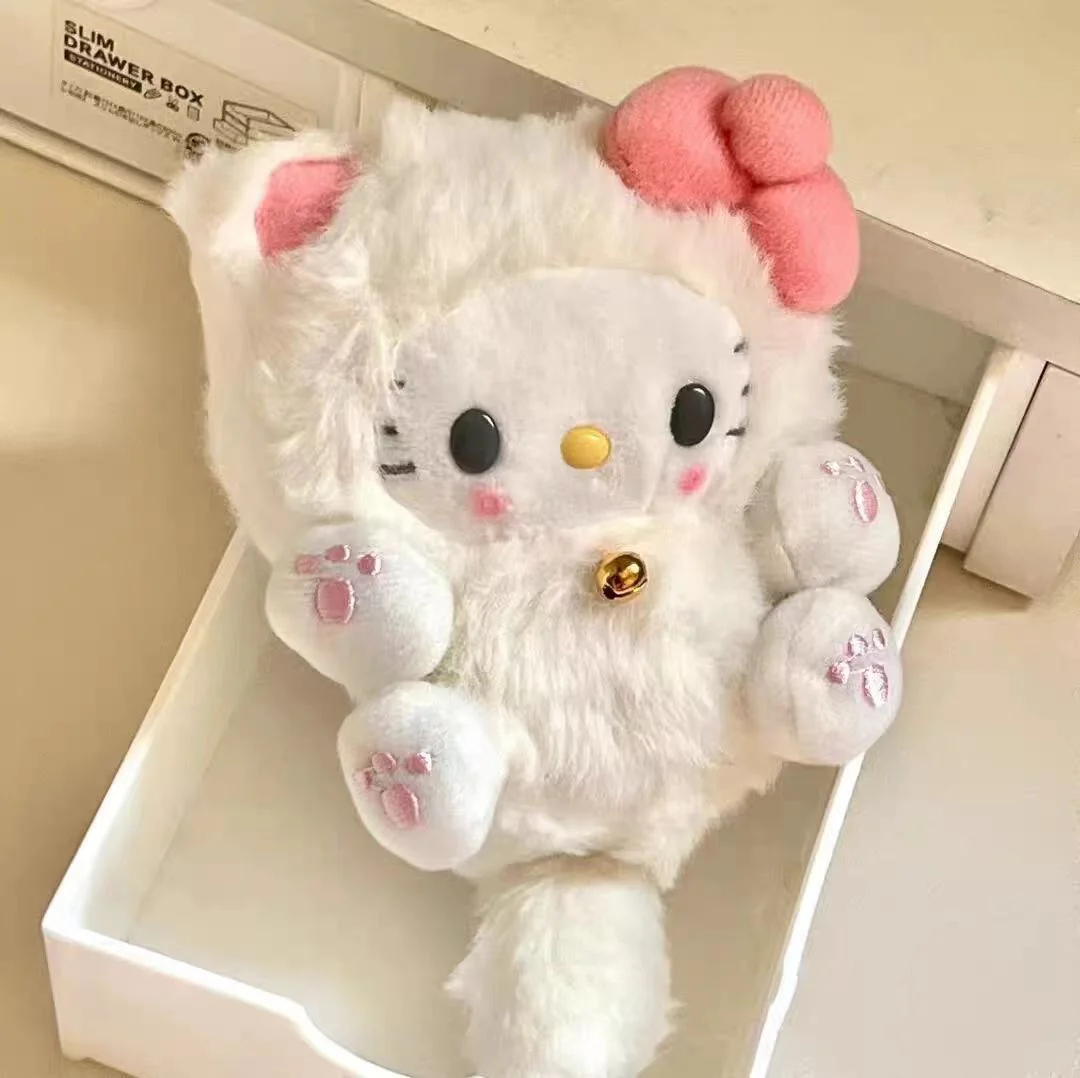 Simpatico Sanrio Hello Kitty Ciondolo a coda lunga rosa Borsa per gatti Zaino per bambole Ciondolo in peluche Zaino per bambola piccola Accessori Regalo di festa